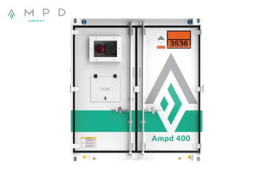 new type battery storage system from AMPD. AMPD 400